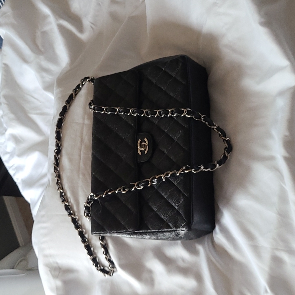 Chanel Rare Vintage Classic Jumbo Caviar Black